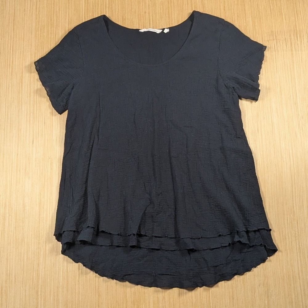 Soft Surroundings Top Black Cotton Layered‎ Ruffle Hem Whimsygoth Women's Medium